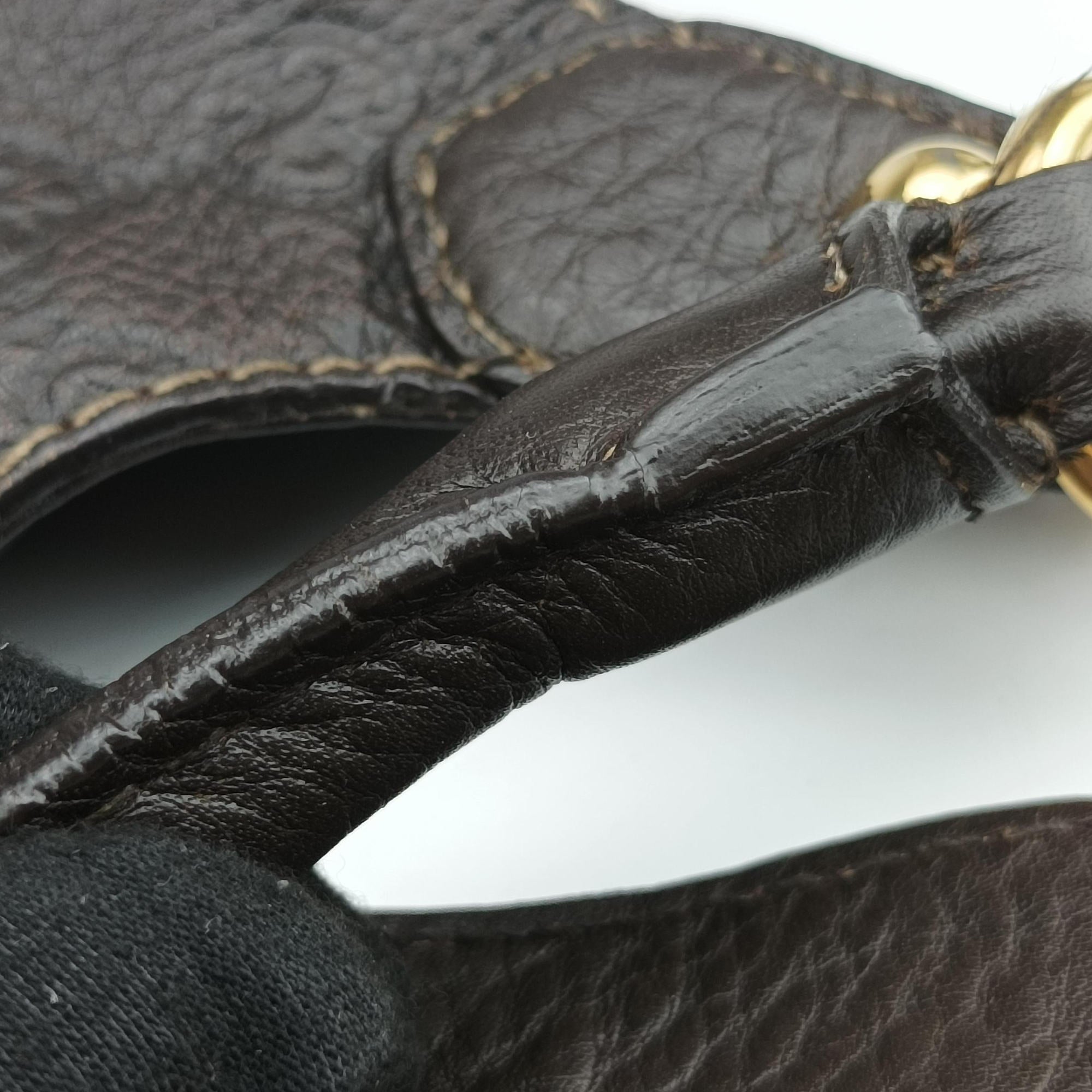 Pre-owned Gucci Guccissima New Pelham horsebit Brown leather 223958 handbag | stylenewstar