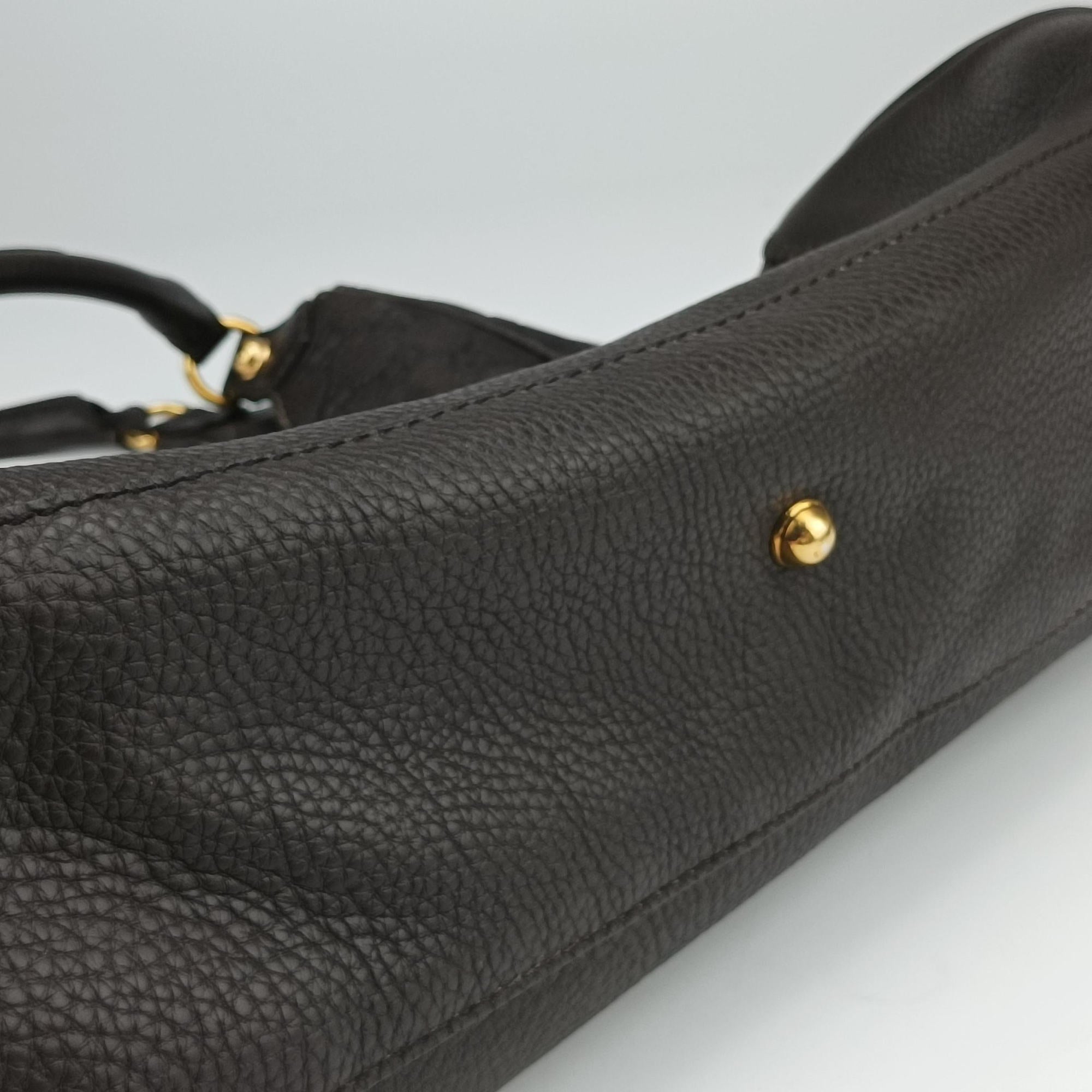 Pre-owned Gucci Guccissima New Pelham horsebit Brown leather 223958 handbag | stylenewstar