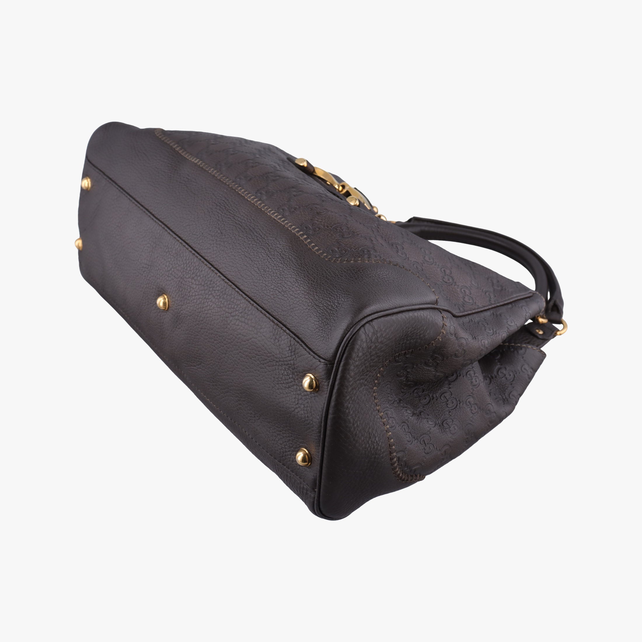 Pre-owned Gucci Guccissima New Pelham horsebit Brown leather 223958 handbag | stylenewstar
