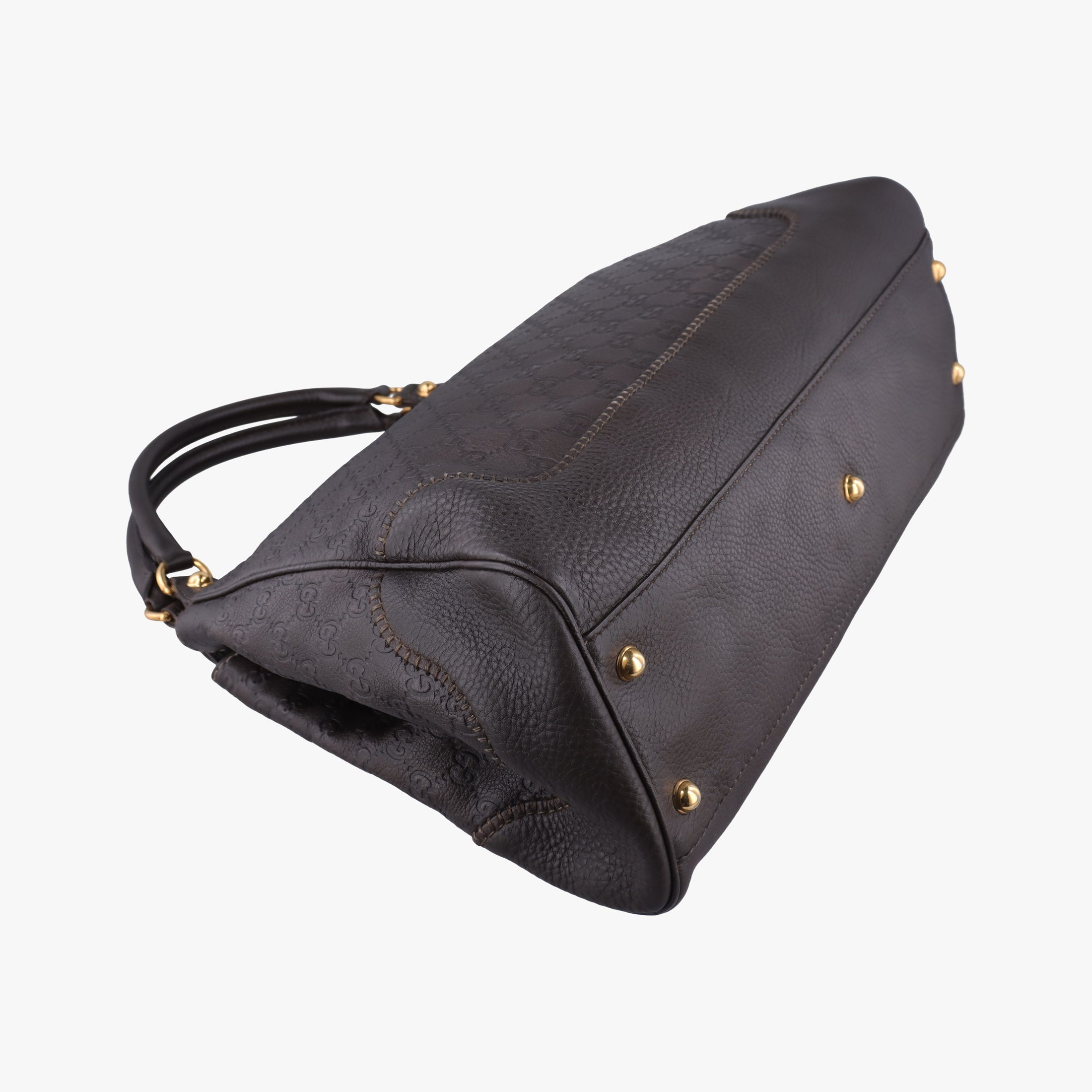 Pre-owned Gucci Guccissima New Pelham horsebit Brown leather 223958 handbag | stylenewstar
