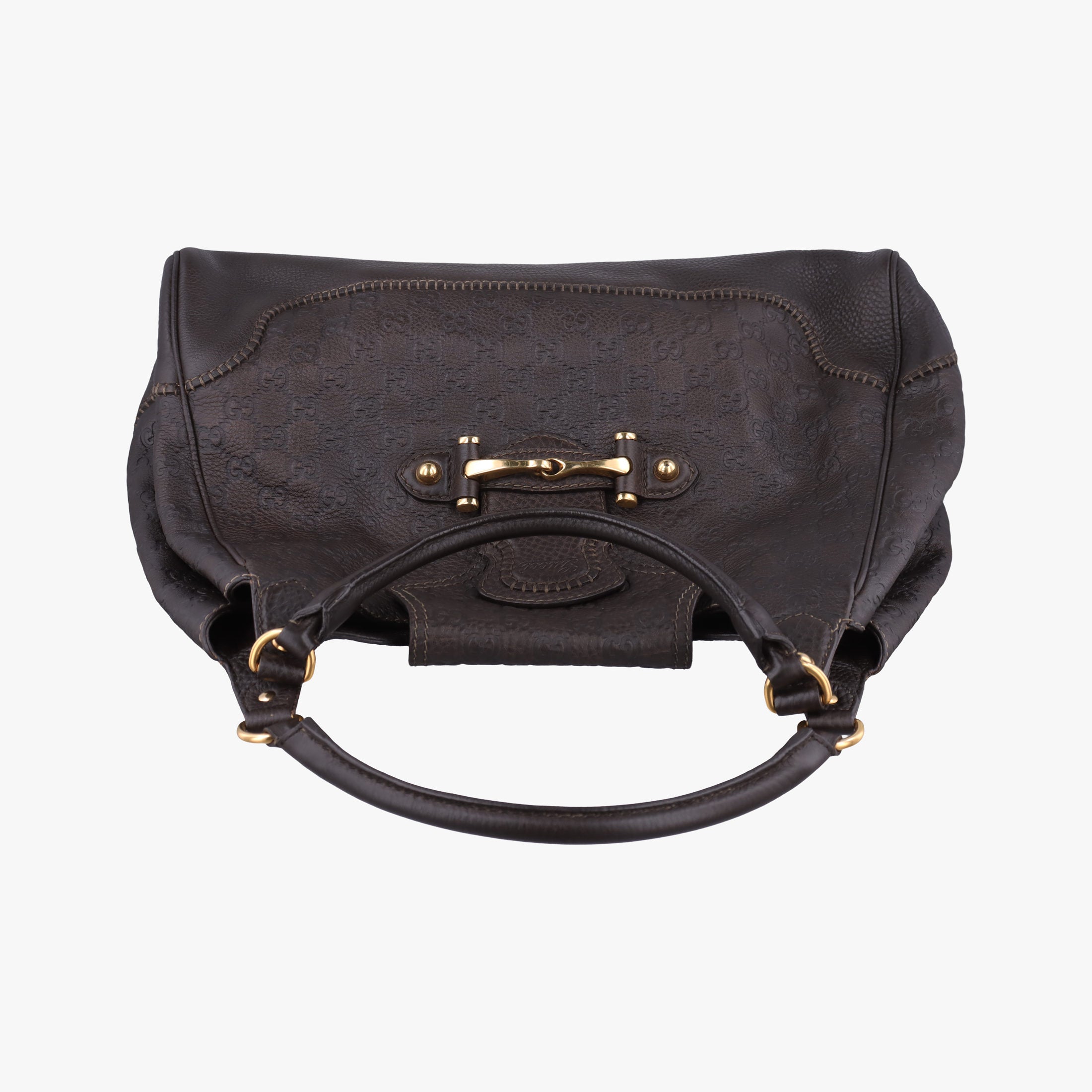 Pre-owned Gucci Guccissima New Pelham horsebit Brown leather 223958 handbag | stylenewstar