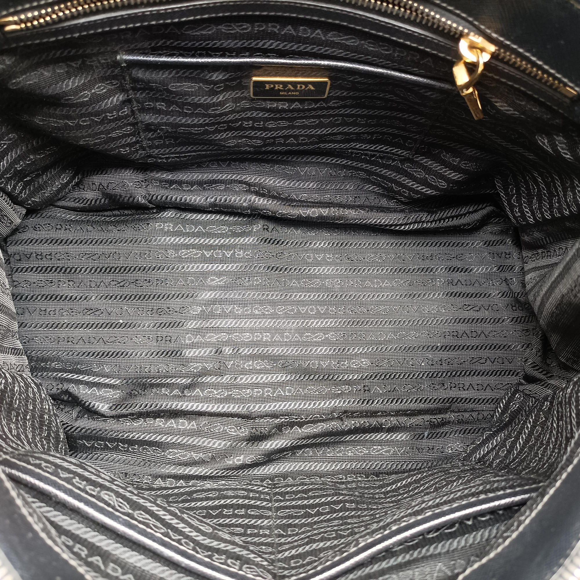 Pre-owned Prada Galleria Black SAFFIANO Leather BN2274 shoulderbag | stylenewstar