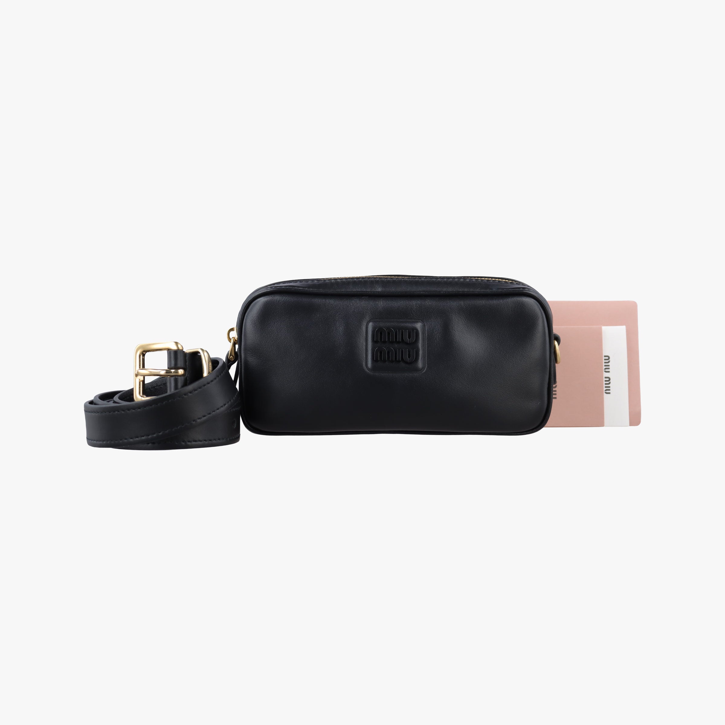 Secondhand Miu Miu logo Black leather  bum bag/waist bag | stylenewstar