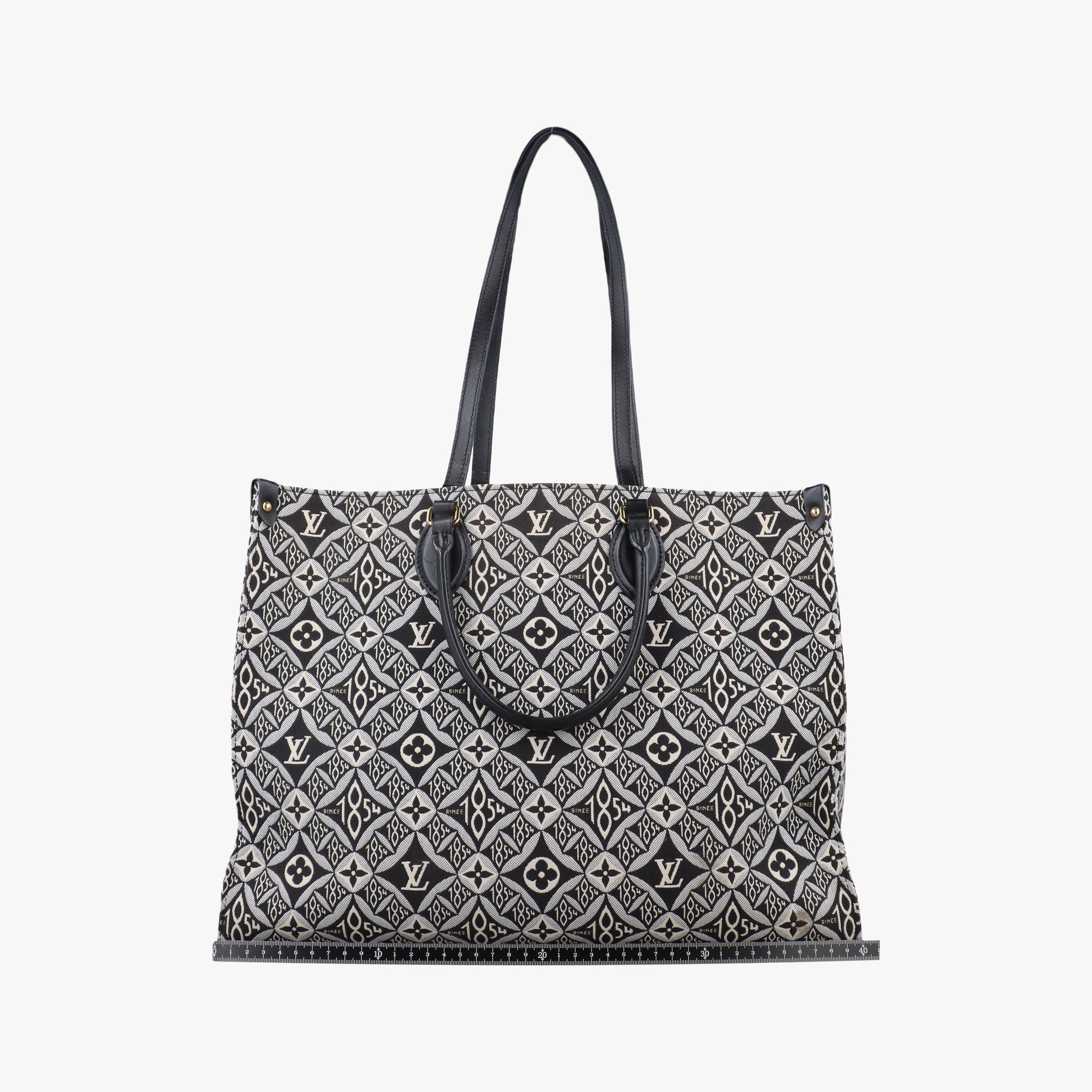 Vintage Louis Vuitton SINCE1854 On the Go GM Black×White jacquard canvas x leather M57207 shoulderbag | stylenewstar