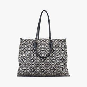 Vintage Louis Vuitton SINCE1854 On the Go GM Black×White jacquard canvas x leather M57207 shoulderbag | stylenewstar