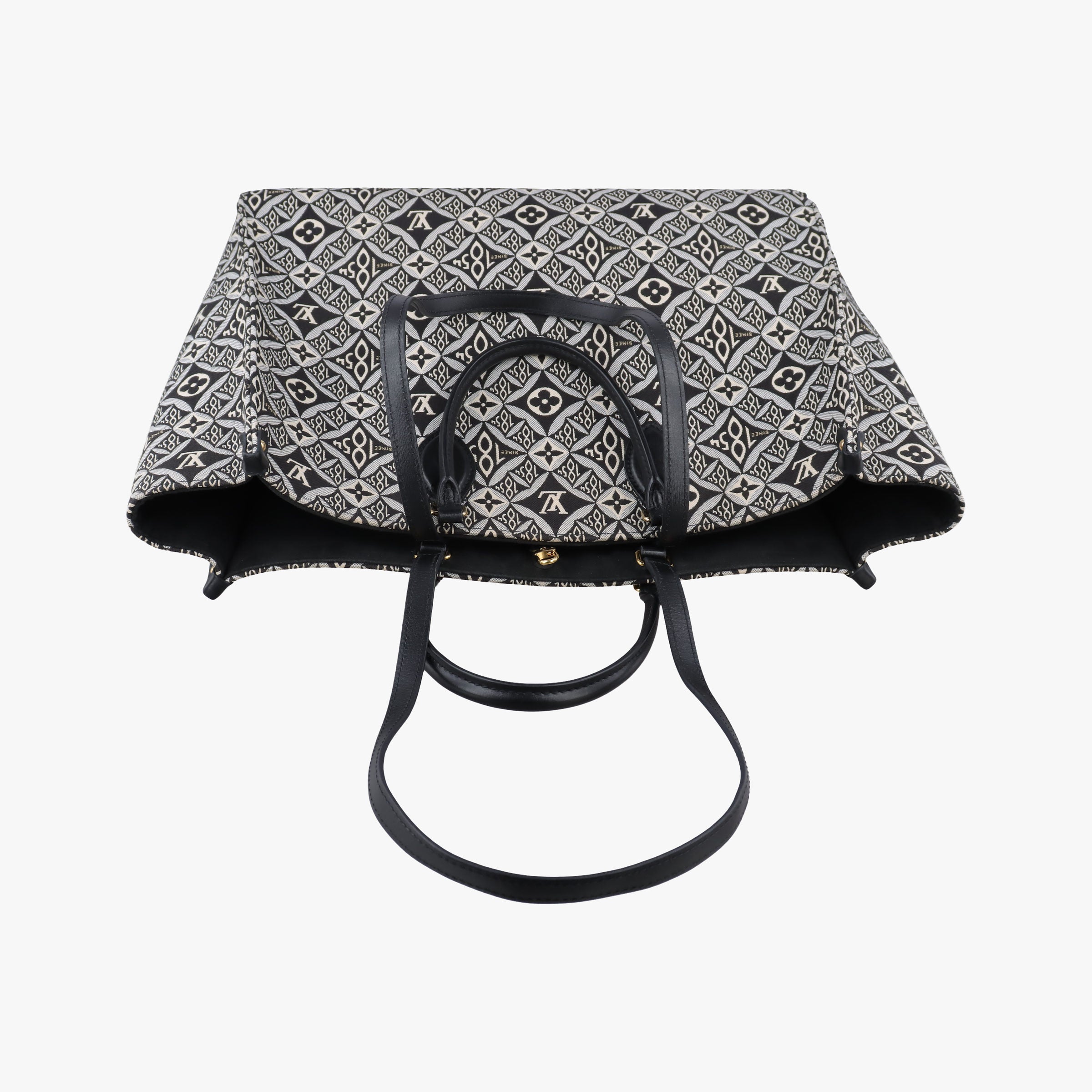 Vintage Louis Vuitton SINCE1854 On the Go GM Black×White jacquard canvas x leather M57207 shoulderbag | stylenewstar