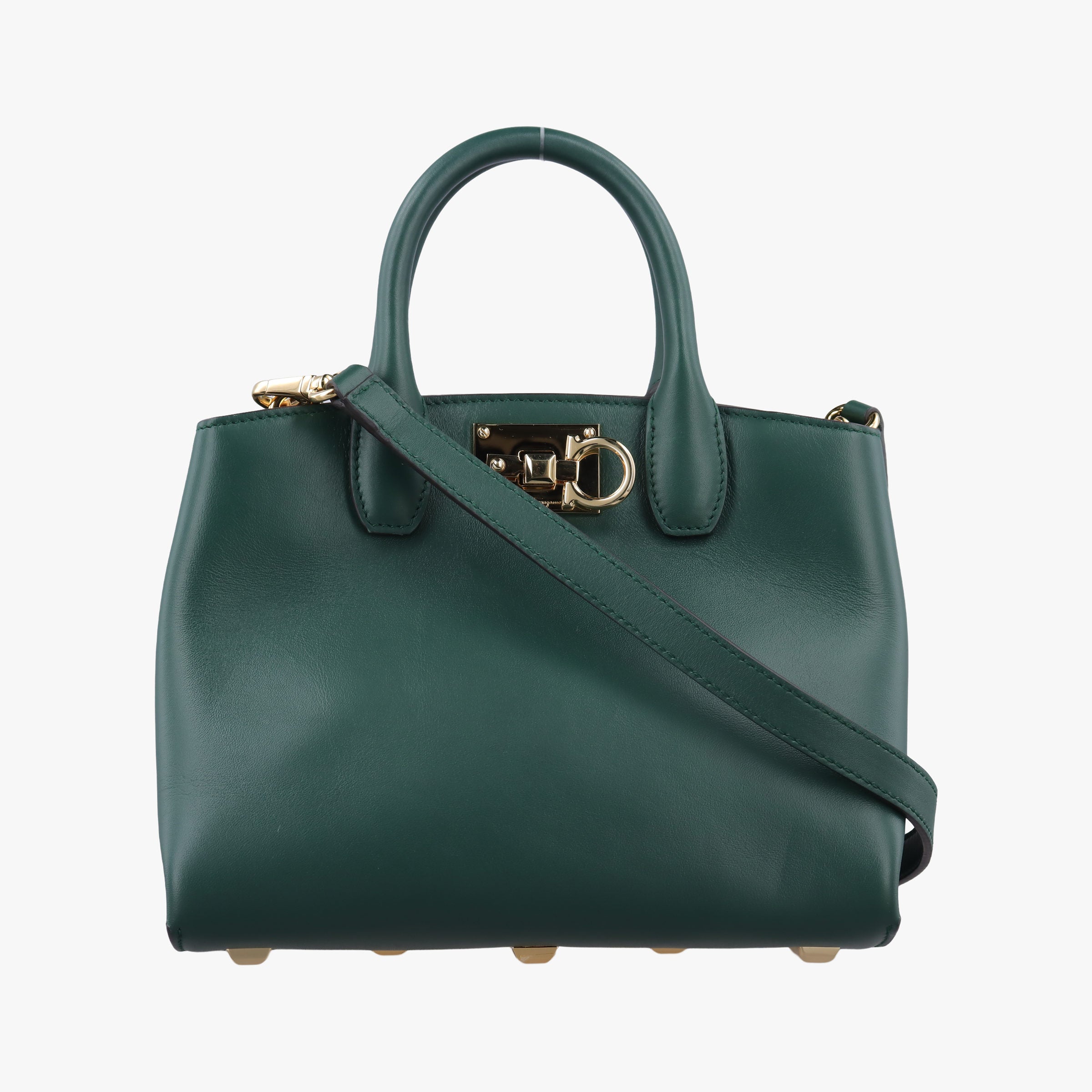 Pre-owned Ferragamo Studio Green Calfskin  shoulderbag | stylenewstar