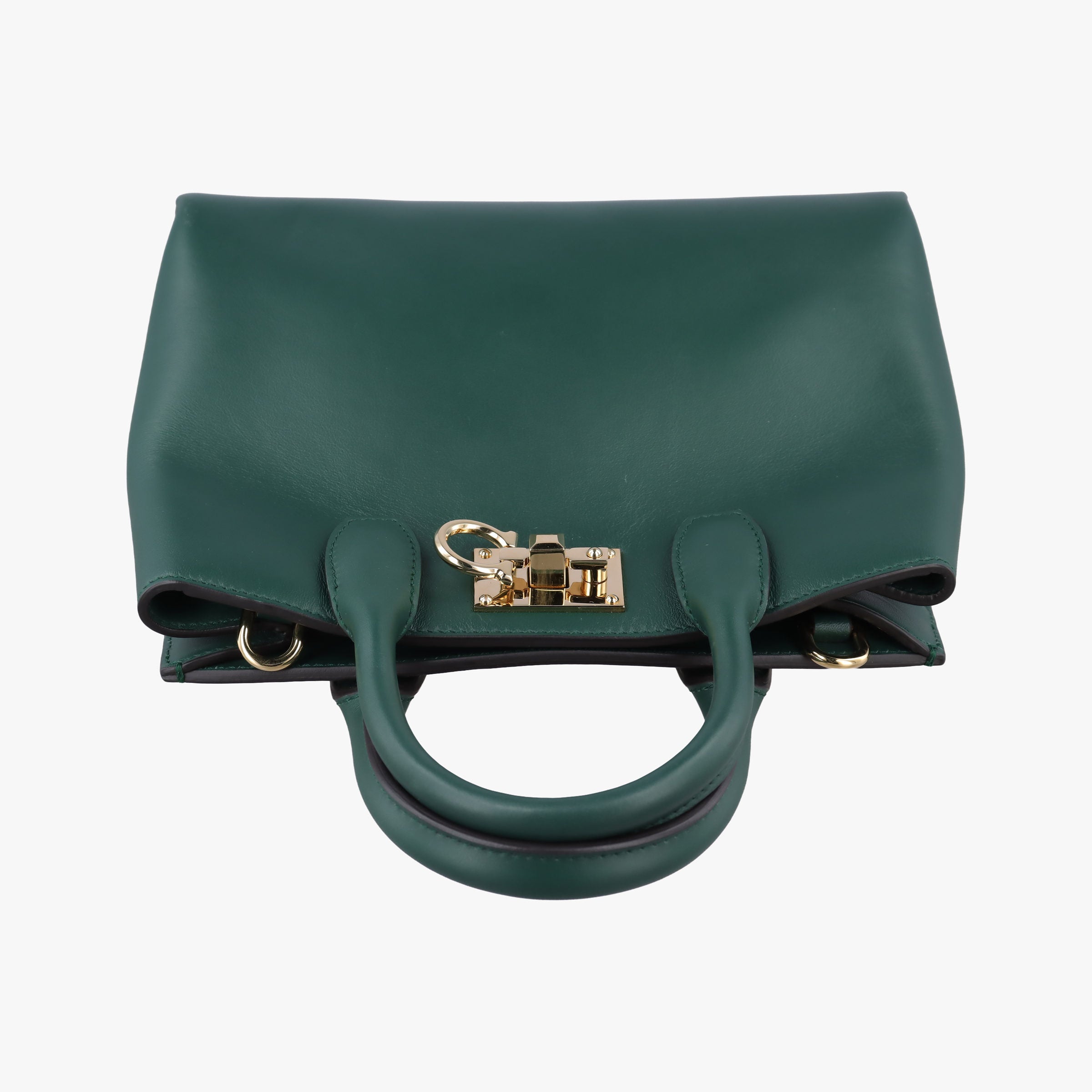 Pre-owned Ferragamo Studio Green Calfskin  shoulderbag | stylenewstar
