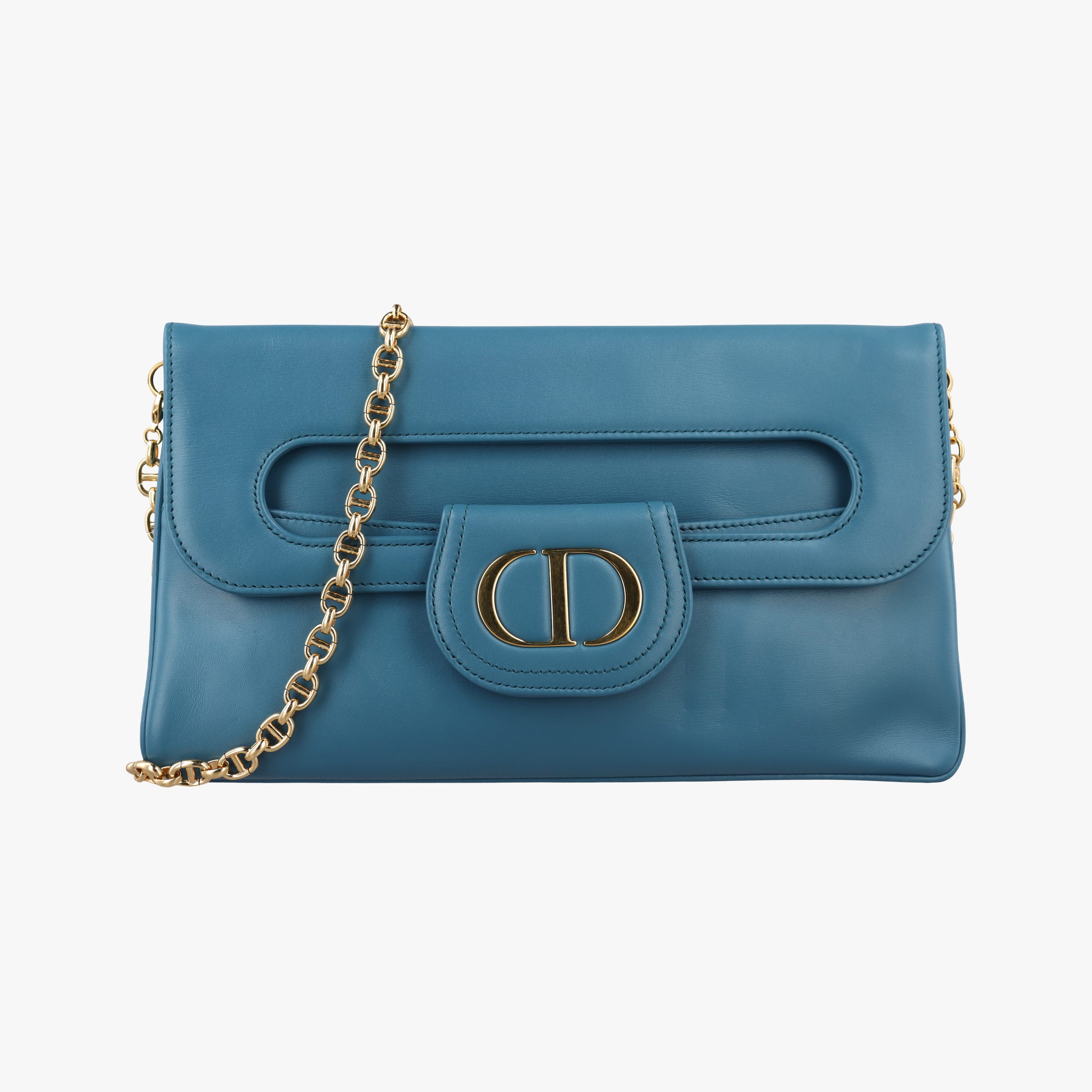 Pre-owned Christian Dior Diordouble Blue Leather  shoulderbag | stylenewstar