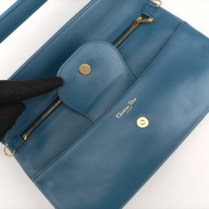 Pre-owned Christian Dior Diordouble Blue Leather  shoulderbag | stylenewstar