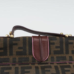 Pre-owned Fendi Zucca Vanity Mirror Brown × Red Jacquard × Leather 8BN133 shoulderbag | stylenewstar