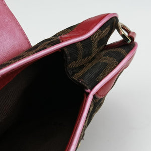 Pre-owned Fendi Zucca Vanity Mirror Brown × Red Jacquard × Leather 8BN133 shoulderbag | stylenewstar
