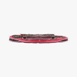 Pre-owned Fendi Zucca Vanity Mirror Brown × Red Jacquard × Leather 8BN133 shoulderbag | stylenewstar