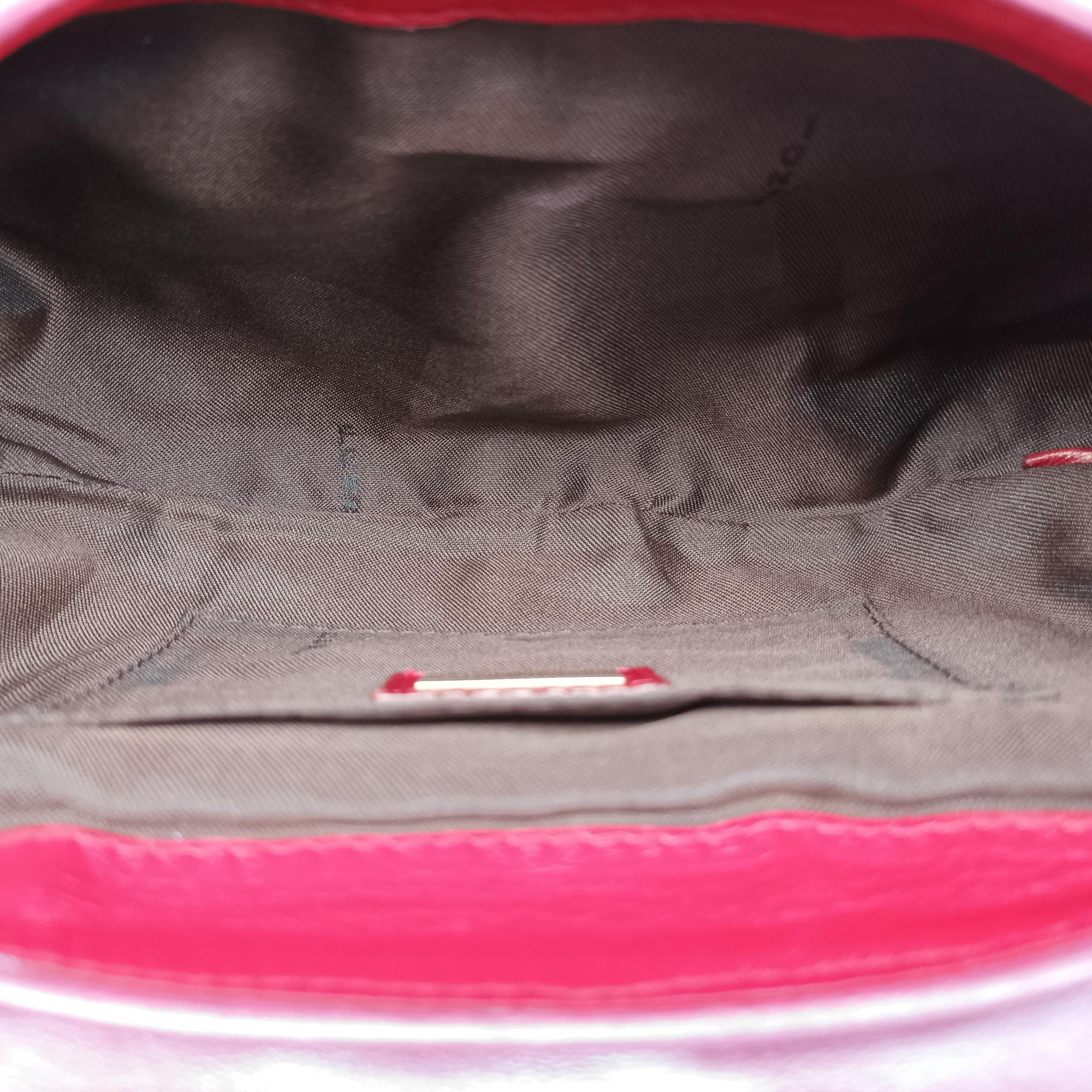 Pre-owned Fendi Zucca Vanity Mirror Brown × Red Jacquard × Leather 8BN133 shoulderbag | stylenewstar