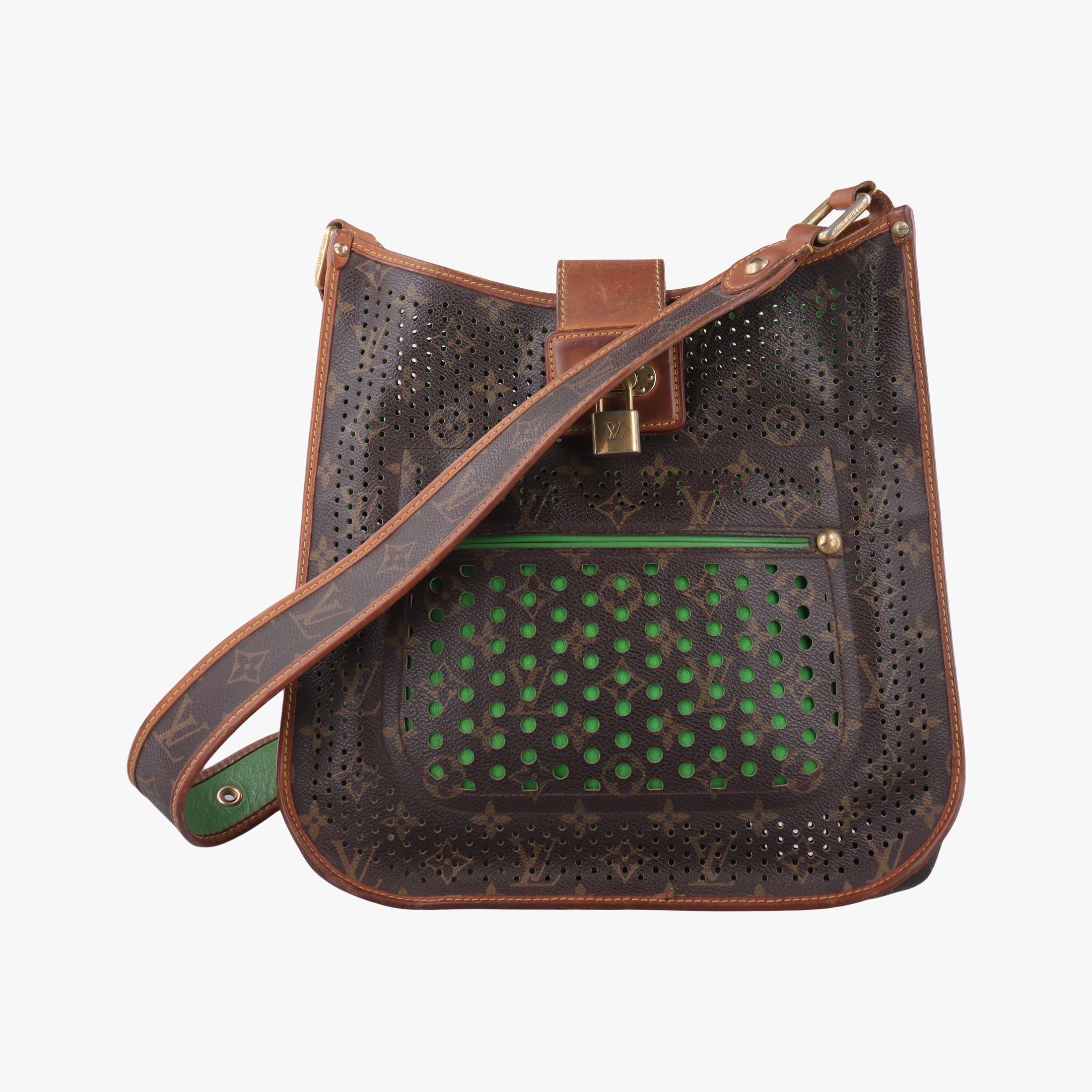 Pre-owned Louis Vuitton Musette brown×Green Monogram Perforated M95173 shoulderbag | stylenewstar