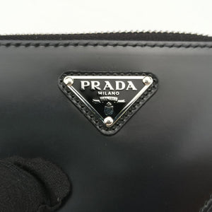 Vintage Prada Triangle Chain Pouch Black Leather  shoulderbag | stylenewstar