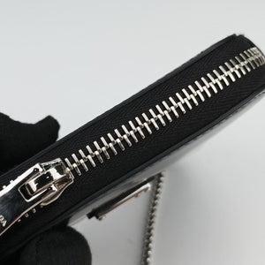 Vintage Prada Triangle Chain Pouch Black Leather  shoulderbag | stylenewstar