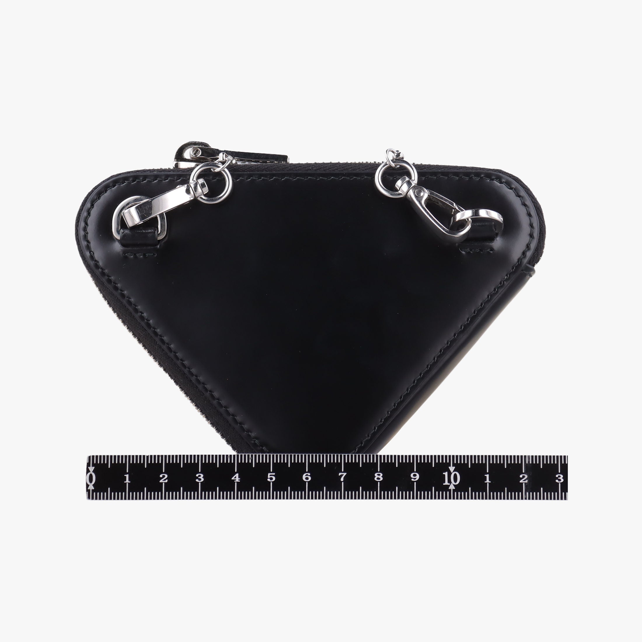 Vintage Prada Triangle Chain Pouch Black Leather  shoulderbag | stylenewstar