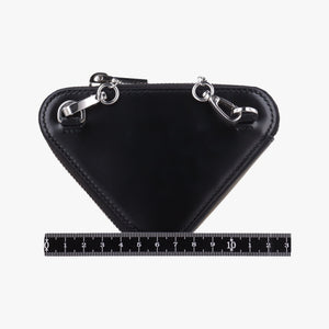 Vintage Prada Triangle Chain Pouch Black Leather  shoulderbag | stylenewstar