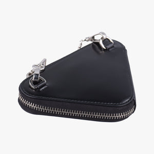 Vintage Prada Triangle Chain Pouch Black Leather  shoulderbag | stylenewstar