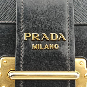 Pre-owned Prada Cahier Black Leather 1BD045 shoulderbag | stylenewstar