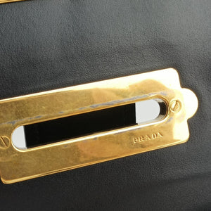 Pre-owned Prada Cahier Black Leather 1BD045 shoulderbag | stylenewstar