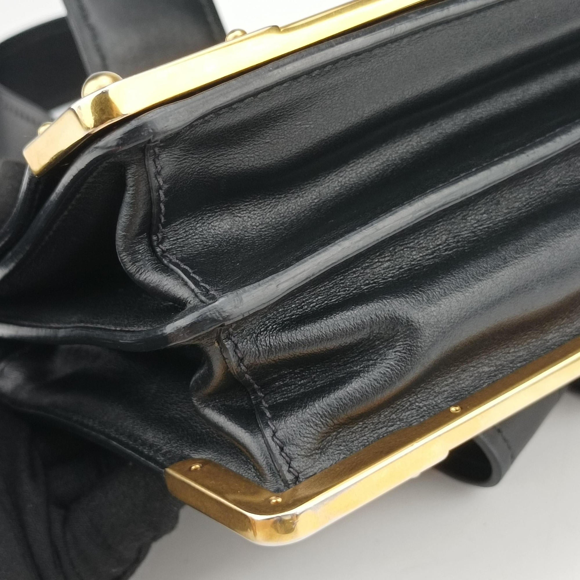 Pre-owned Prada Cahier Black Leather 1BD045 shoulderbag | stylenewstar
