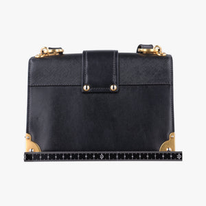 Pre-owned Prada Cahier Black Leather 1BD045 shoulderbag | stylenewstar