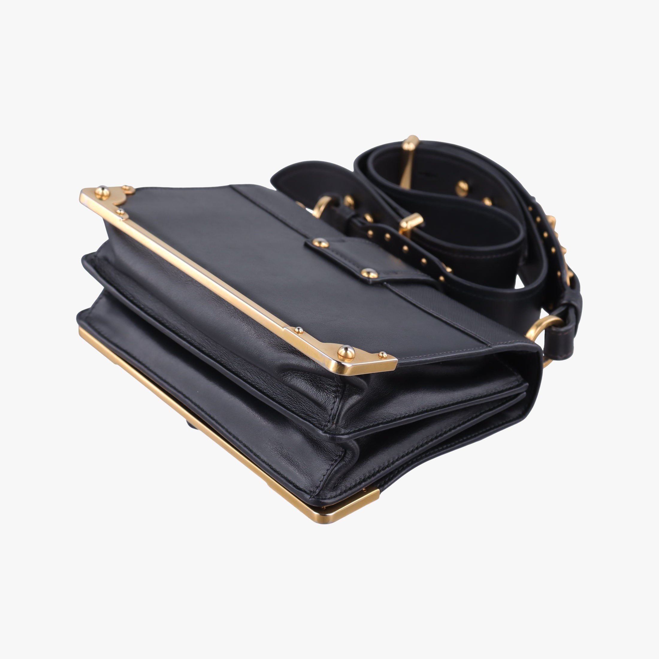 Pre-owned Prada Cahier Black Leather 1BD045 shoulderbag | stylenewstar