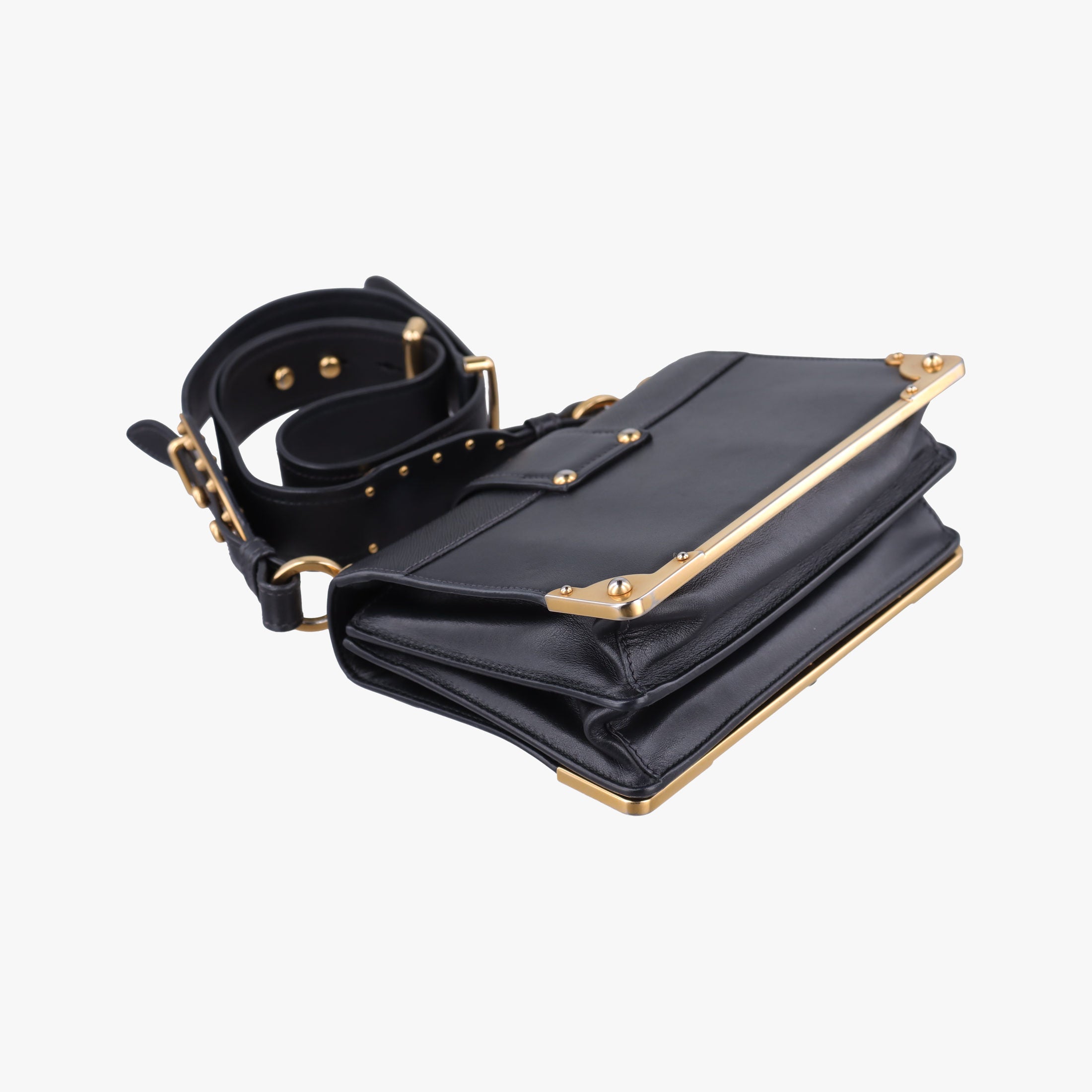 Pre-owned Prada Cahier Black Leather 1BD045 shoulderbag | stylenewstar