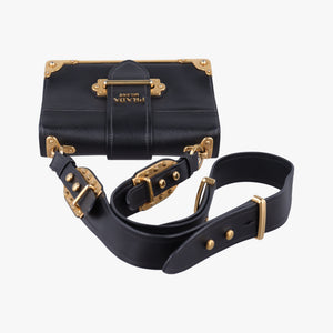 Pre-owned Prada Cahier Black Leather 1BD045 shoulderbag | stylenewstar