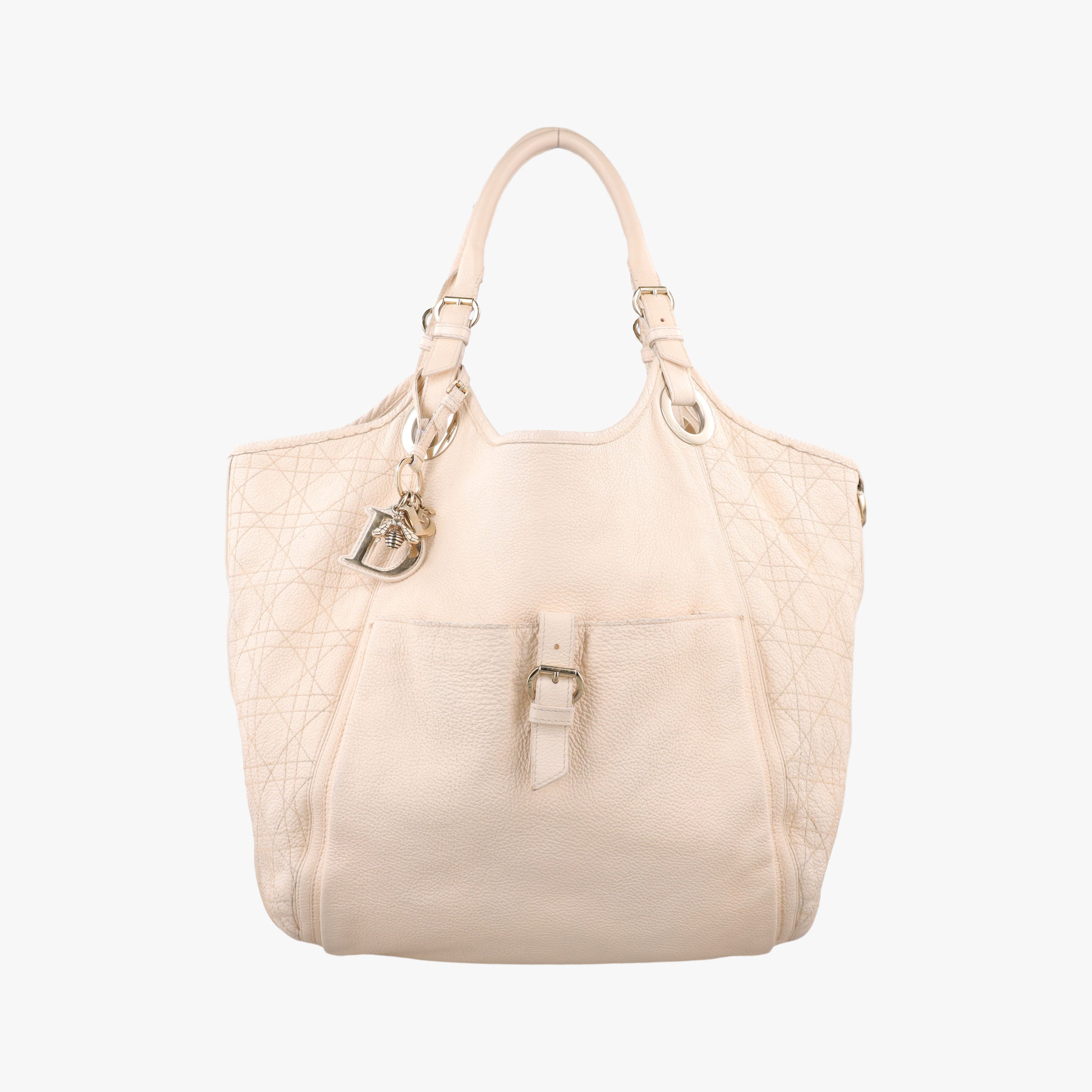 Pre-owned Christian Dior Cannage Bee Beige Leather  handbag | stylenewstar
