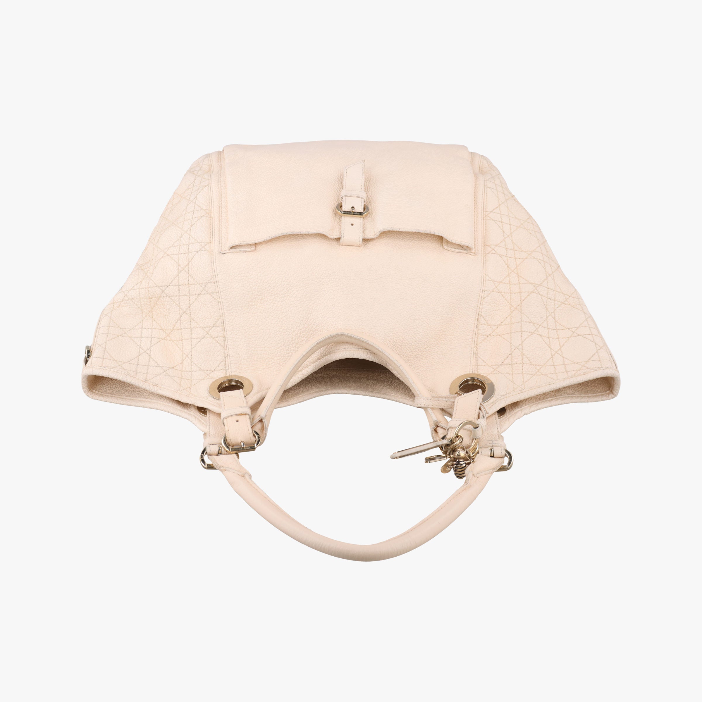 Pre-owned Christian Dior Cannage Bee Beige Leather  handbag | stylenewstar