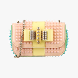 Pre-owned Christian Louboutin Sweet Charity Scarabe Spike Pink × Yellow × Blue × Green Leather  shoulderbag | stylenewstar