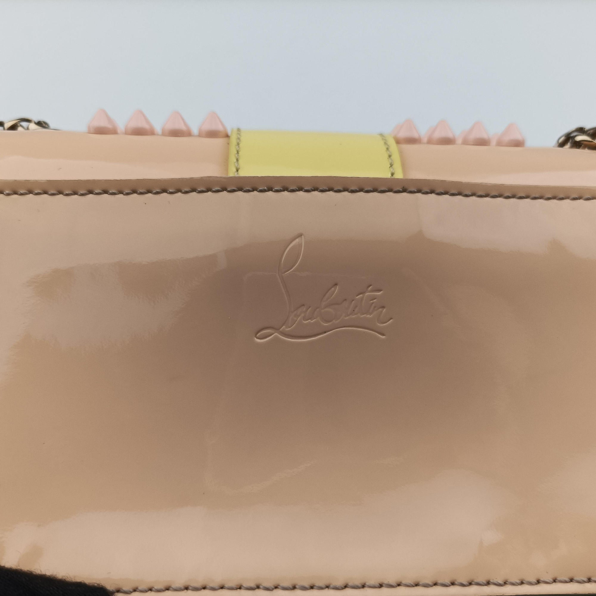 Pre-owned Christian Louboutin Sweet Charity Scarabe Spike Pink × Yellow × Blue × Green Leather  shoulderbag | stylenewstar