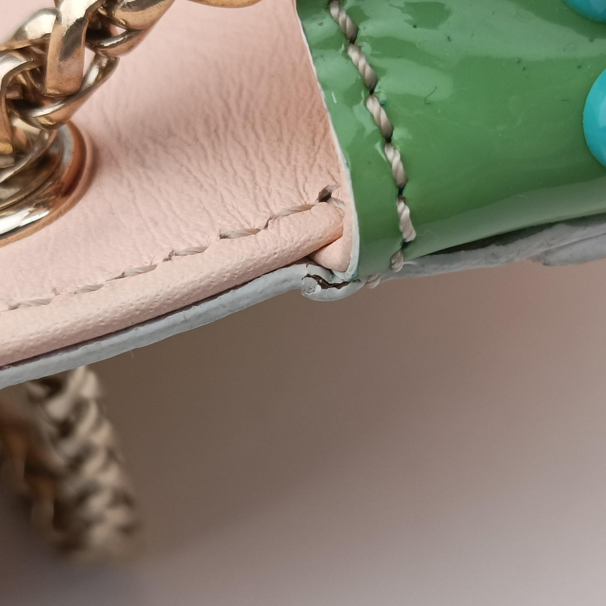Pre-owned Christian Louboutin Sweet Charity Scarabe Spike Pink × Yellow × Blue × Green Leather  shoulderbag | stylenewstar