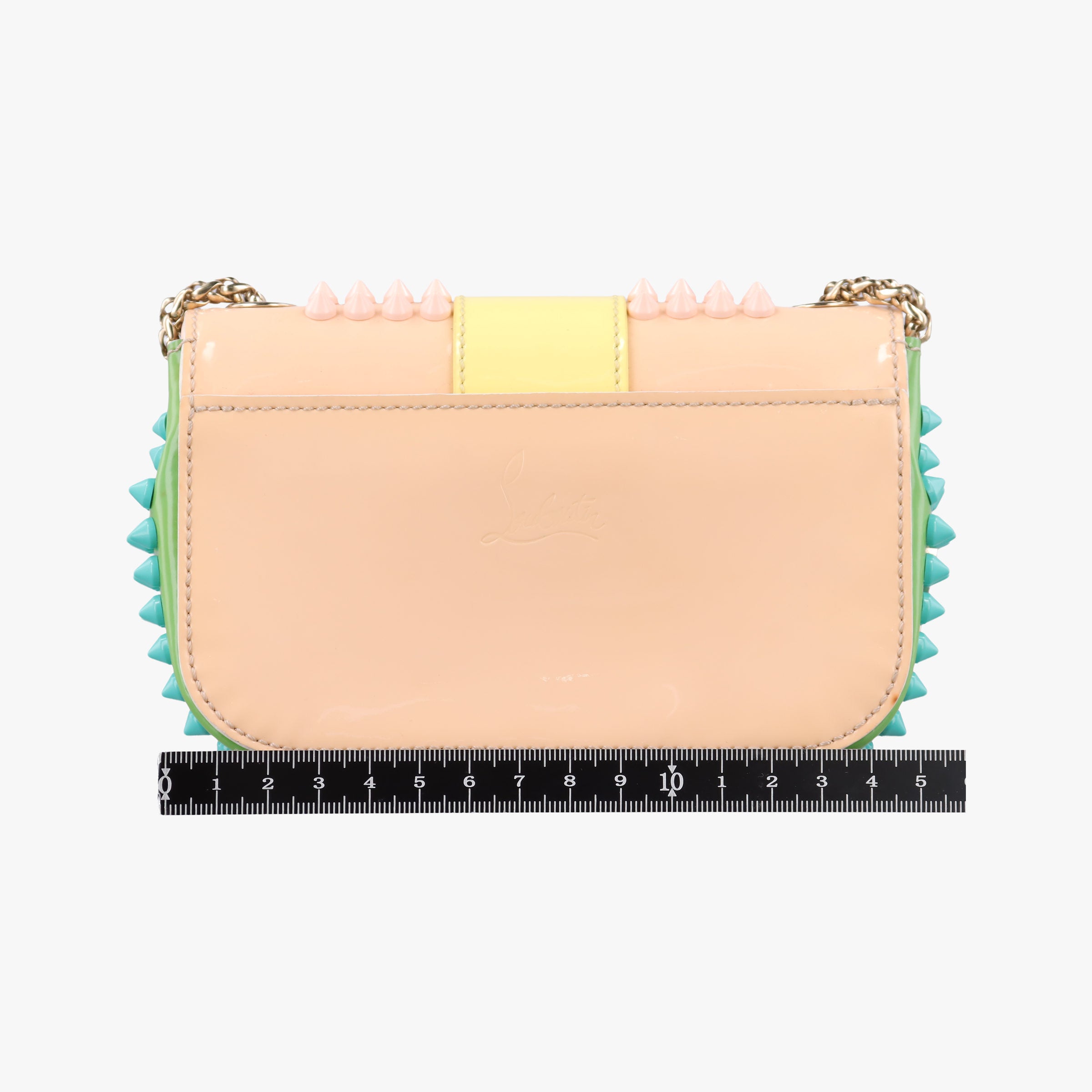 Pre-owned Christian Louboutin Sweet Charity Scarabe Spike Pink × Yellow × Blue × Green Leather  shoulderbag | stylenewstar
