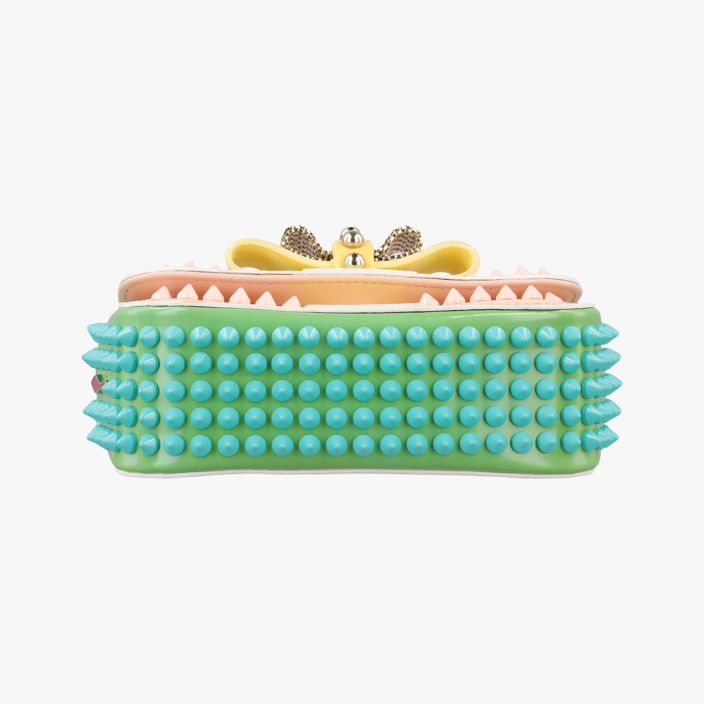 Pre-owned Christian Louboutin Sweet Charity Scarabe Spike Pink × Yellow × Blue × Green Leather  shoulderbag | stylenewstar
