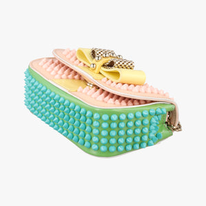 Pre-owned Christian Louboutin Sweet Charity Scarabe Spike Pink × Yellow × Blue × Green Leather  shoulderbag | stylenewstar