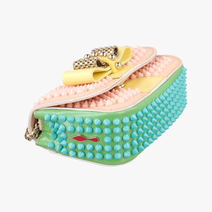 Pre-owned Christian Louboutin Sweet Charity Scarabe Spike Pink × Yellow × Blue × Green Leather  shoulderbag | stylenewstar