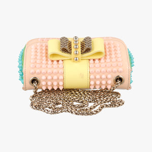 Pre-owned Christian Louboutin Sweet Charity Scarabe Spike Pink × Yellow × Blue × Green Leather  shoulderbag | stylenewstar