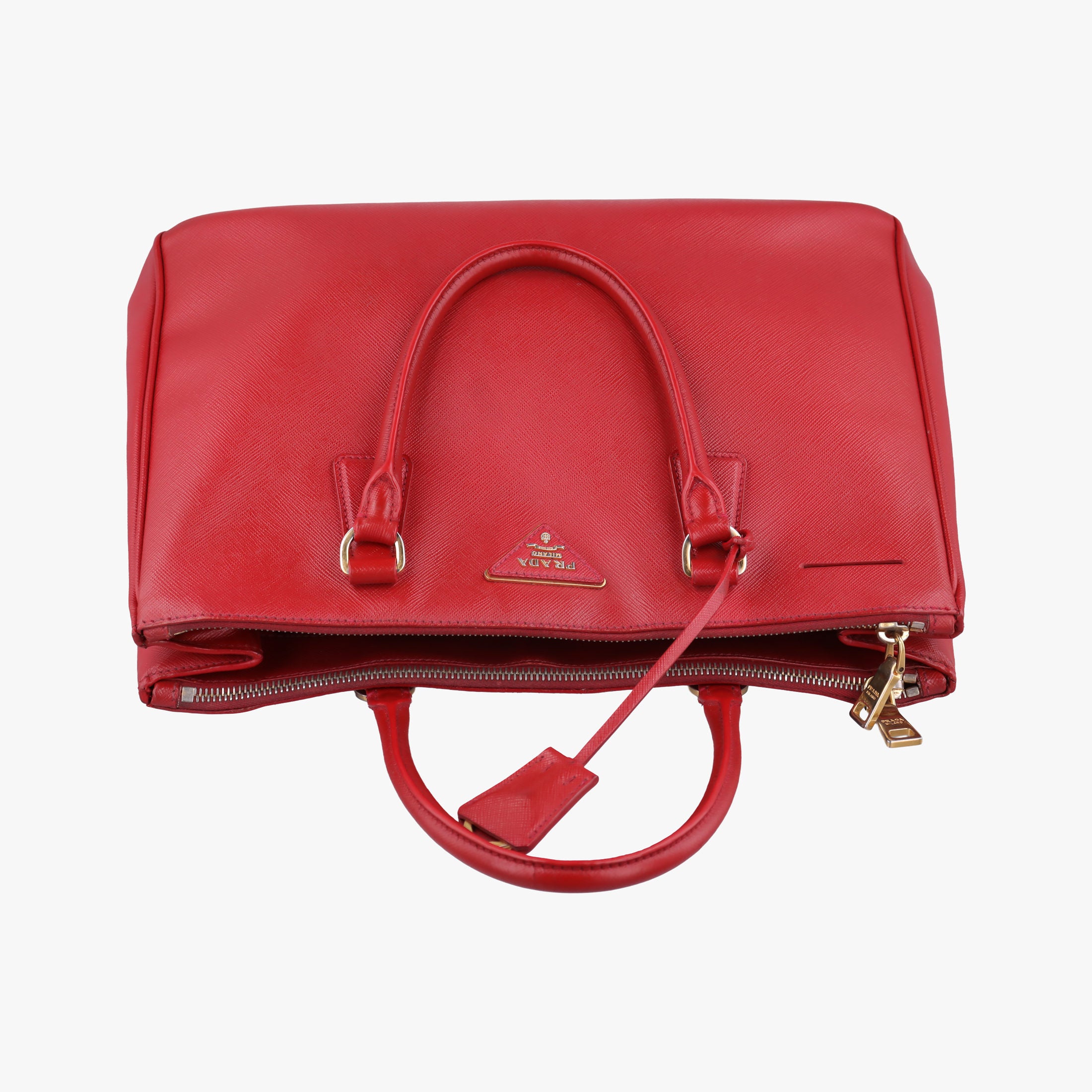 Pre-owned Prada Galleria Red SAFFIANO Leather BN1786 handbag | stylenewstar