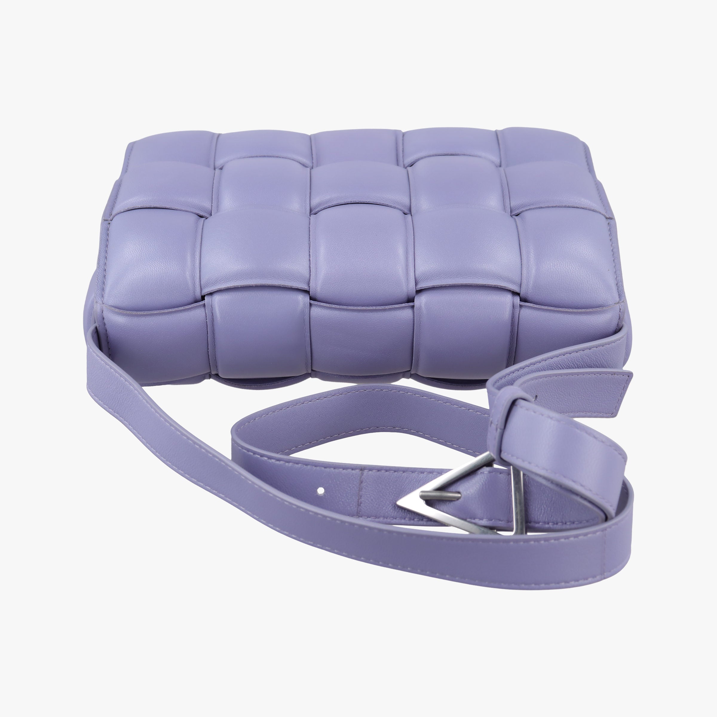Pre-owned Bottega Veneta Padded Cassette Purple lambskin  shoulderbag | stylenewstar