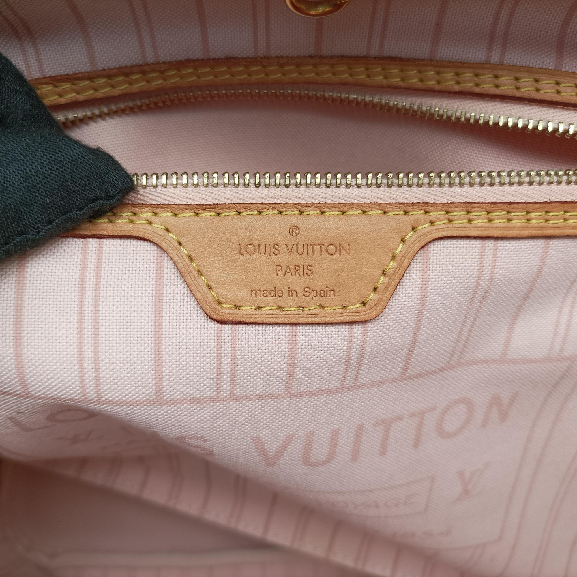 Pre-owned Louis Vuitton Neverfull Damier Azur×Rose Ballerine Damier Azur canvas N41050 handbag | stylenewstar