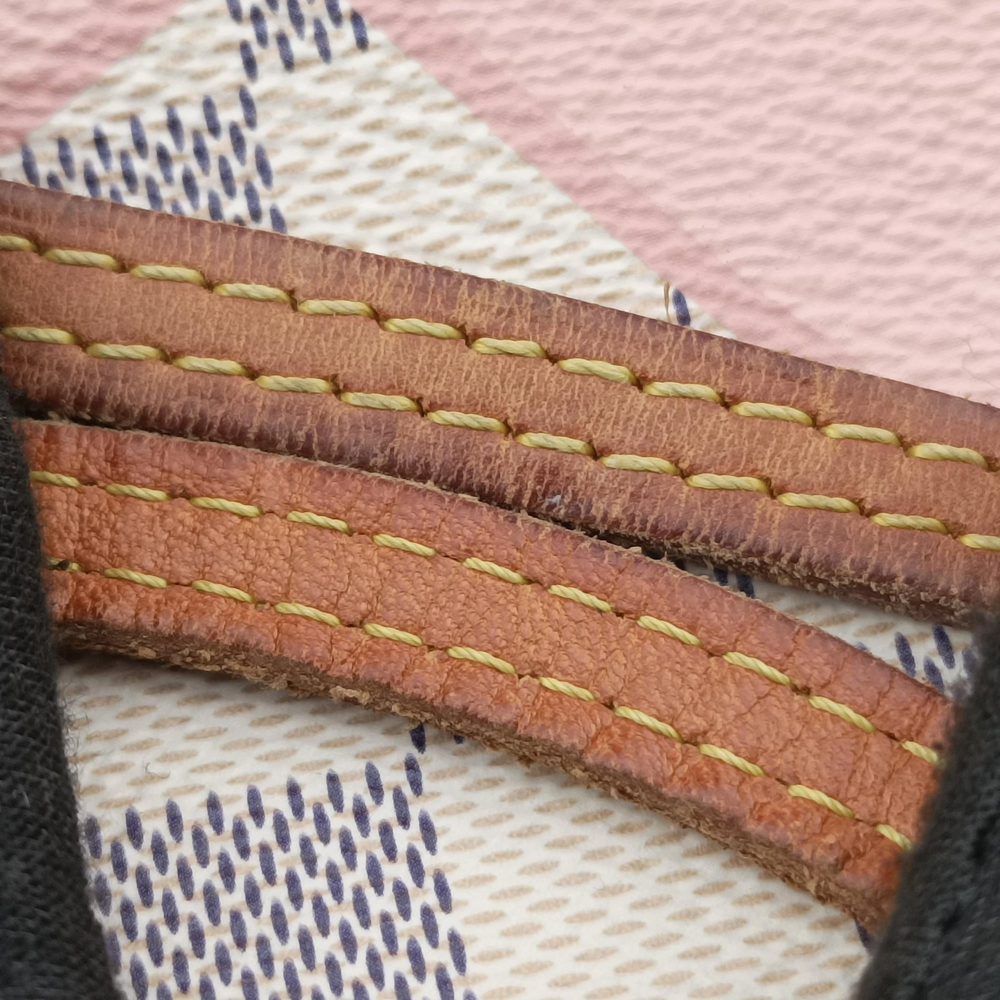 Pre-owned Louis Vuitton Neverfull Damier Azur×Rose Ballerine Damier Azur canvas N41050 handbag | stylenewstar