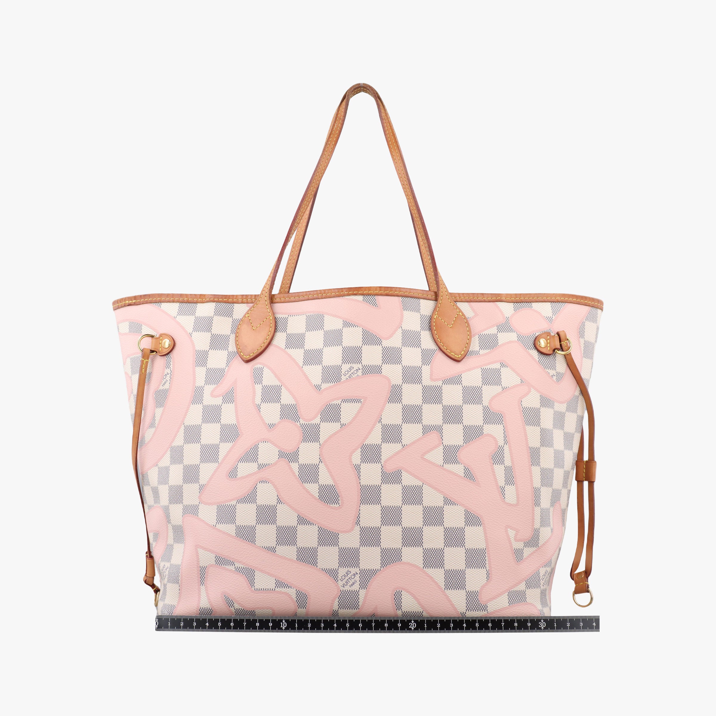 Pre-owned Louis Vuitton Neverfull Damier Azur×Rose Ballerine Damier Azur canvas N41050 handbag | stylenewstar