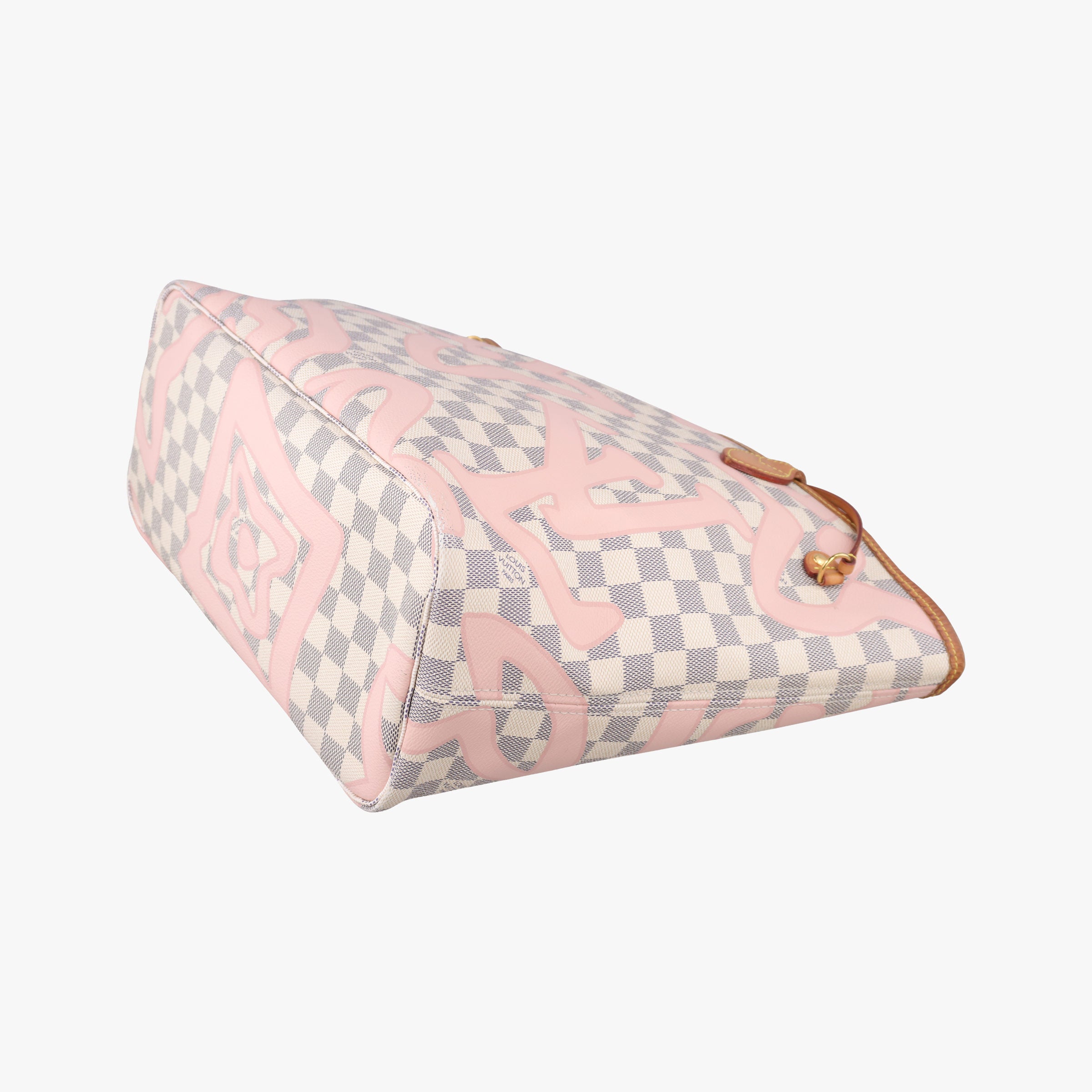 Pre-owned Louis Vuitton Neverfull Damier Azur×Rose Ballerine Damier Azur canvas N41050 handbag | stylenewstar