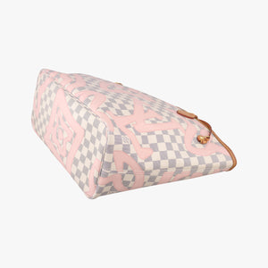 Pre-owned Louis Vuitton Neverfull Damier Azur×Rose Ballerine Damier Azur canvas N41050 handbag | stylenewstar