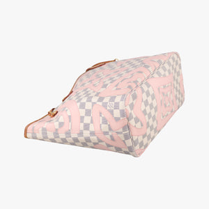 Pre-owned Louis Vuitton Neverfull Damier Azur×Rose Ballerine Damier Azur canvas N41050 handbag | stylenewstar