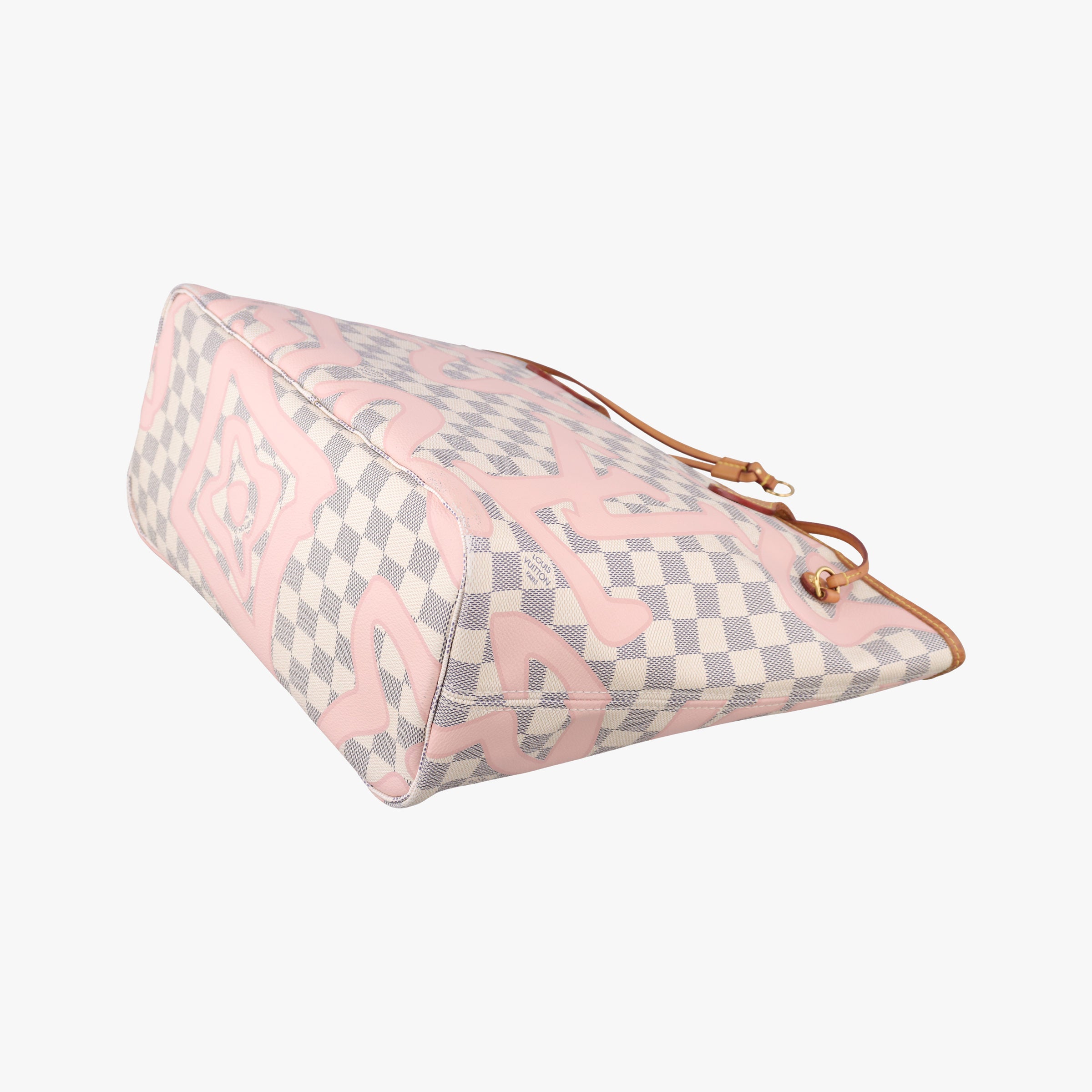 Pre-owned Louis Vuitton Neverfull Damier Azur×Rose Ballerine Damier Azur canvas N41050 handbag | stylenewstar